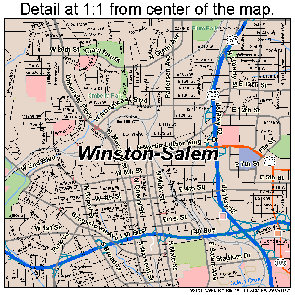 Winston Salem North Carolina Street Map 3775000