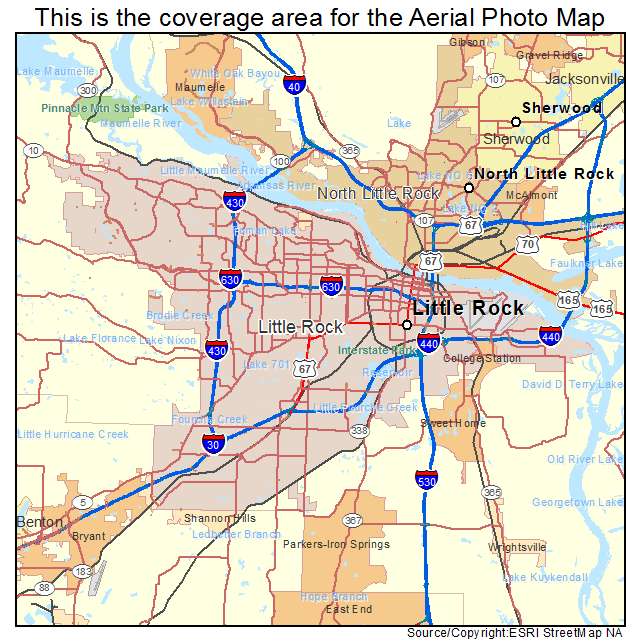 Aerial Photography Map Of Little Rock AR Arkansas