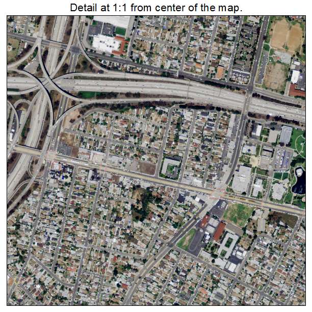 East Los Angeles, California aerial imagery detail