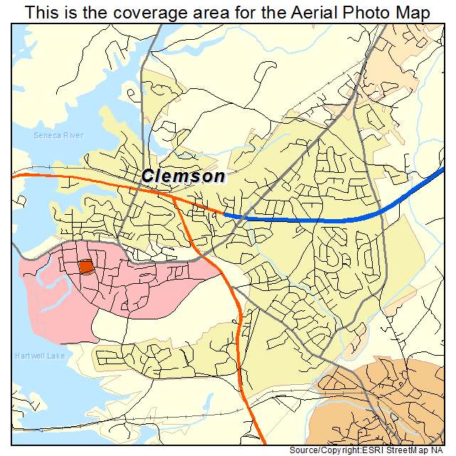 Aerial Photography Map Of Clemson SC South Carolina