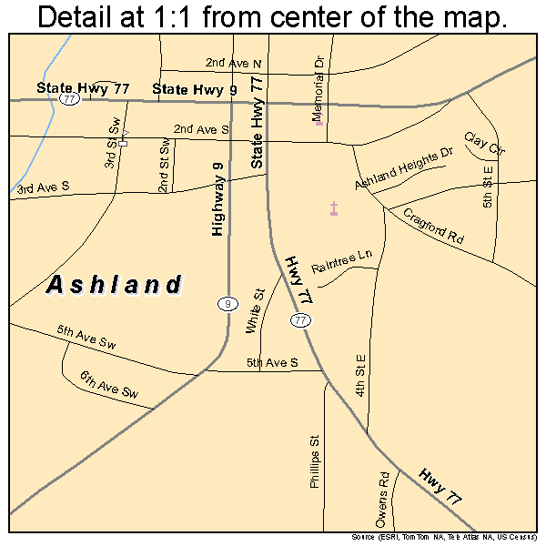 Ashland Alabama Street Map 0102860