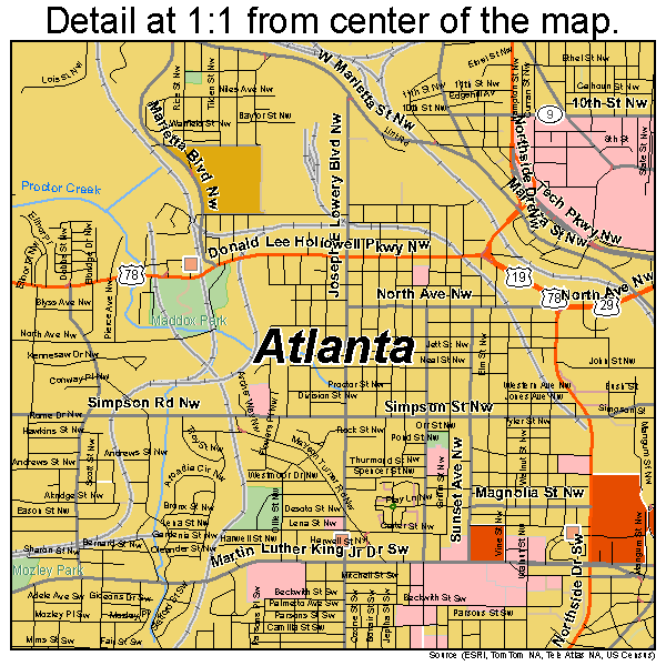 Road Map Of Atlanta Ga Atlanta Georgia Street Map 1304000