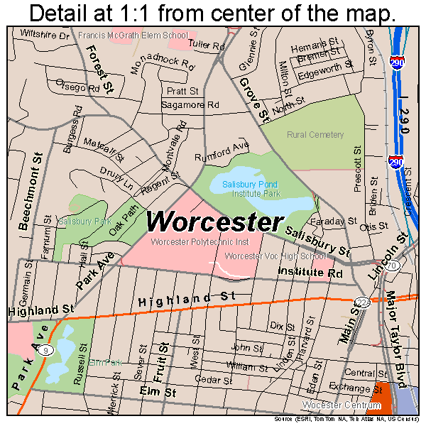 Worcester Road Map