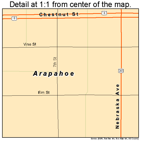 Arapahoe, Nebraska road map detail