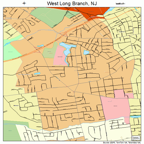  ZIP Code Wall Map of West Long Branch, NJ ZIP Code Map
