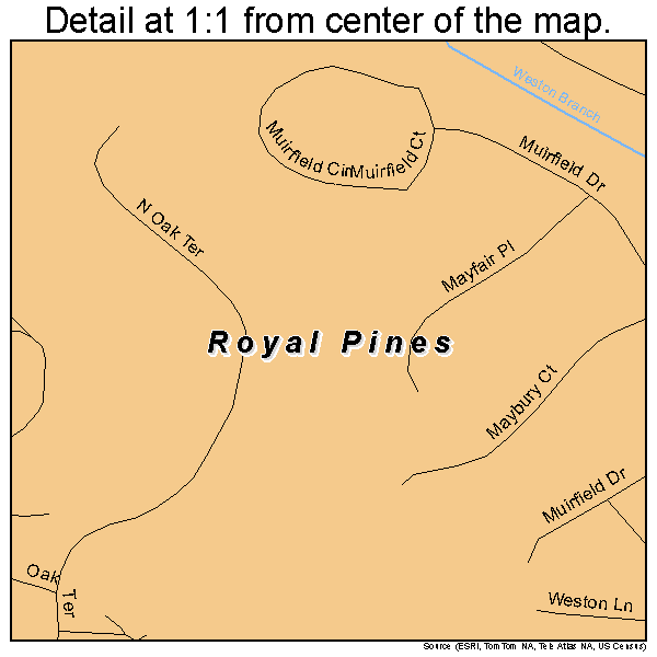 Royal Pines, North Carolina road map detail