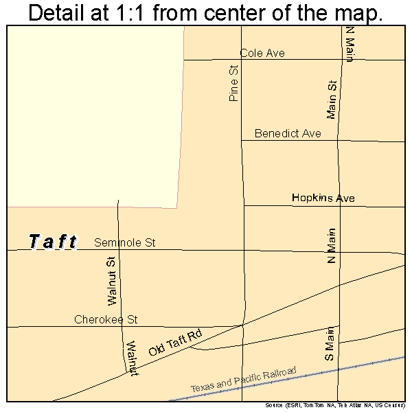 Taft, Oklahoma road map detail