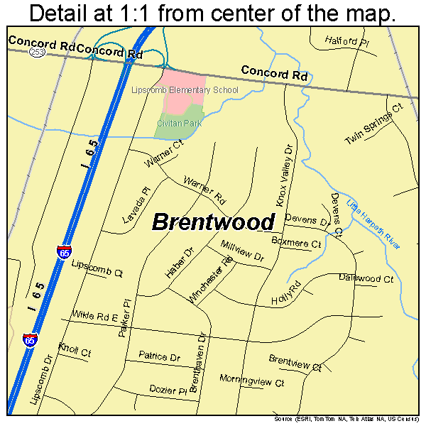 Map Of Brentwood Tn Tennessee 1182