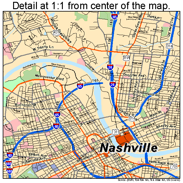 Nashville-Davidson (balance) Tennessee Street Map 4752006