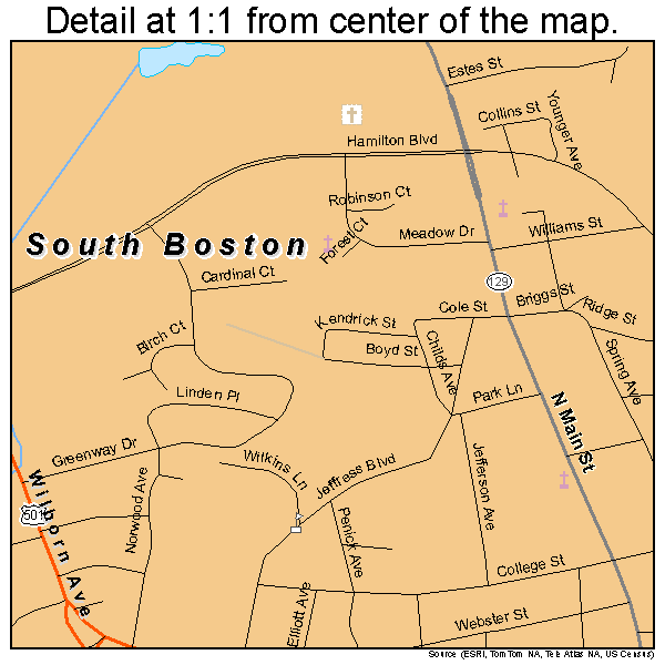 South Boston Virginia Street Map 