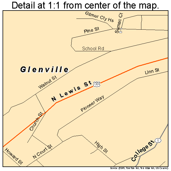 Glenville, West Virginia road map detail