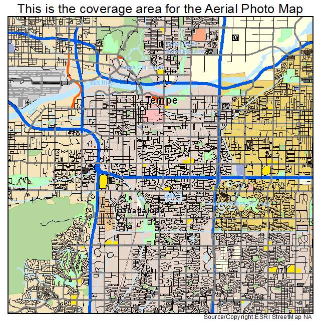 Aerial Photography Map of Tempe, AZ Arizona