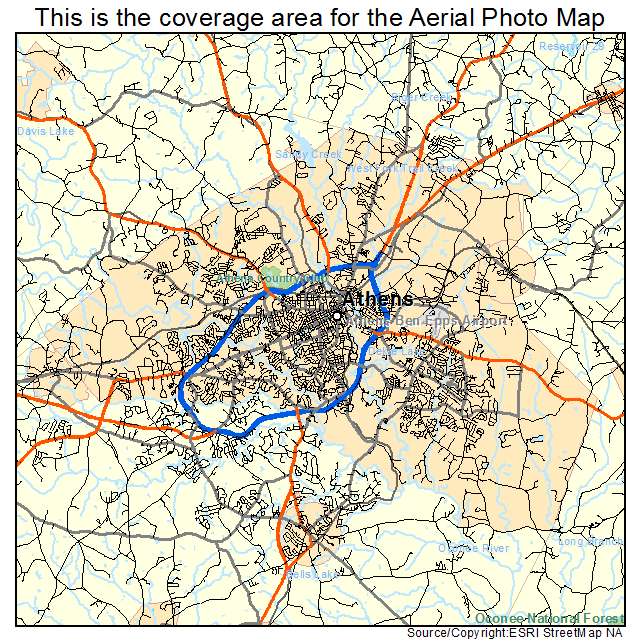 Aerial Photography Map of Athens Clarke County, GA Georgia