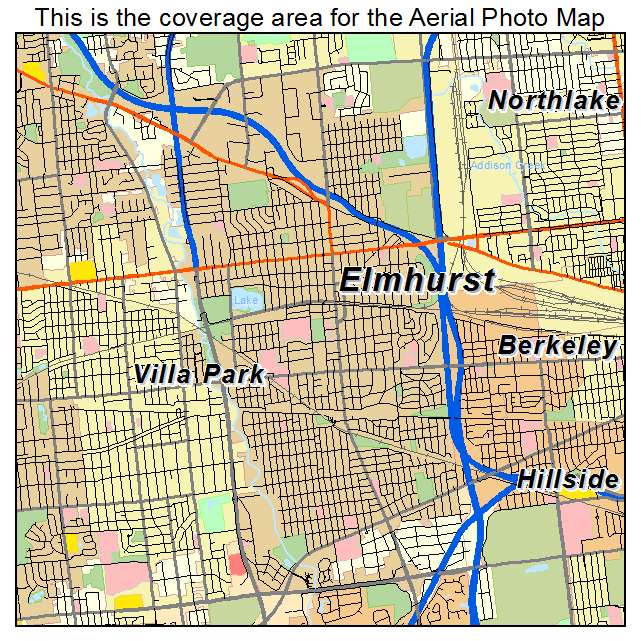Aerial Photography Map of Elmhurst, IL Illinois