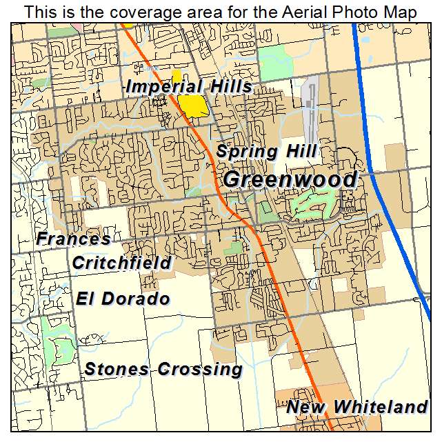 Aerial Photography Map Of Greenwood IN Indiana