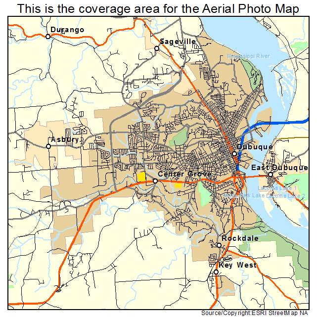 Aerial Photography Map of Dubuque, IA Iowa
