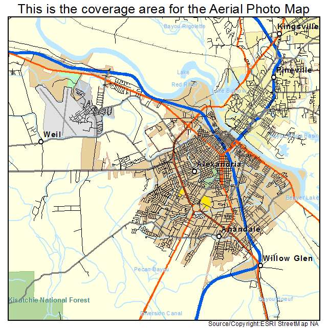Aerial Photography Map of Alexandria, LA Louisiana