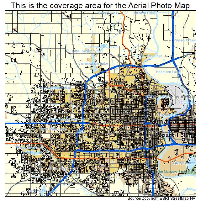 Aerial Photography Map of Omaha, NE Nebraska
