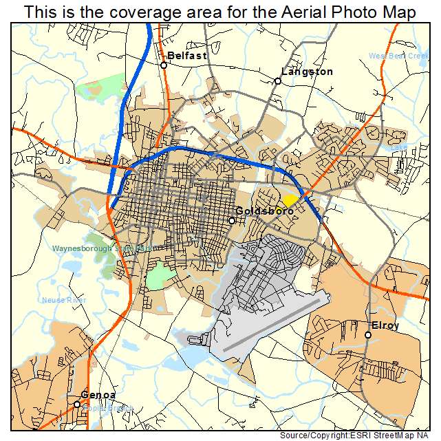 Aerial Photography Map of Goldsboro, NC North Carolina