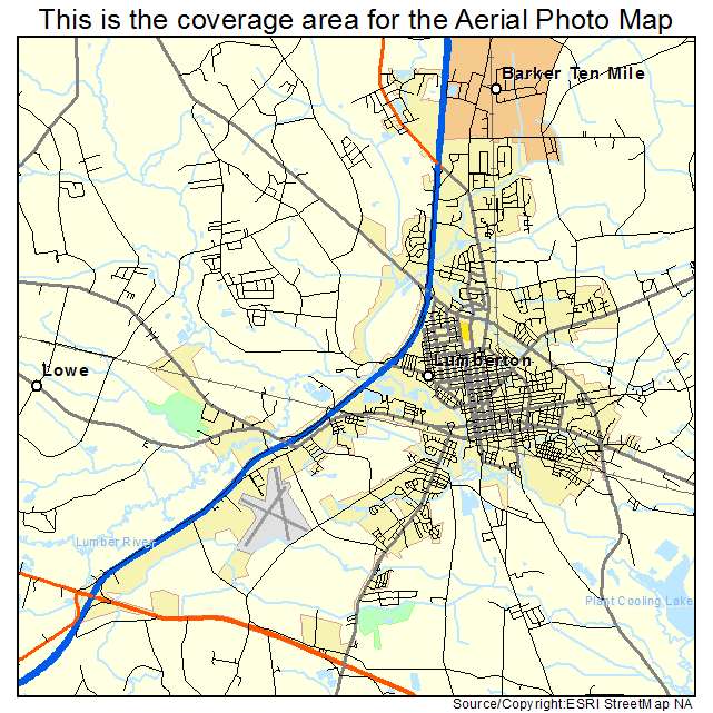Aerial Photography Map of Lumberton, NC North Carolina