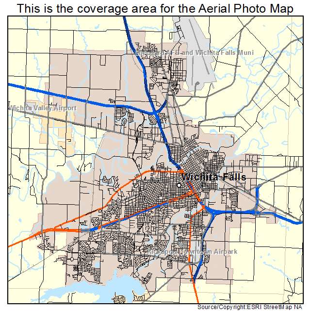 Aerial Photography Map of Wichita Falls, TX Texas